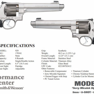 SMITH AND WESSON 929 9MM 6.5" SS AS 8RD