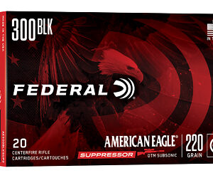 FEDERAL AMERICAN EAGLE SUPPRESSOR SUBSONIC 300BLK 220GR OT 20