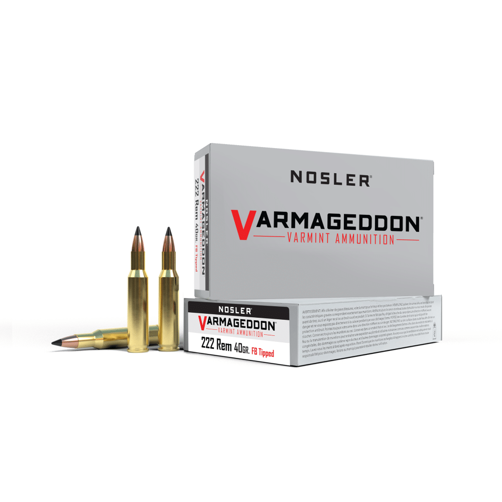 NOSLER Varmegeddon Rifle Ammunition .222 Rem 40 Gr Fb Tipped 3400 Fps - 20/ct