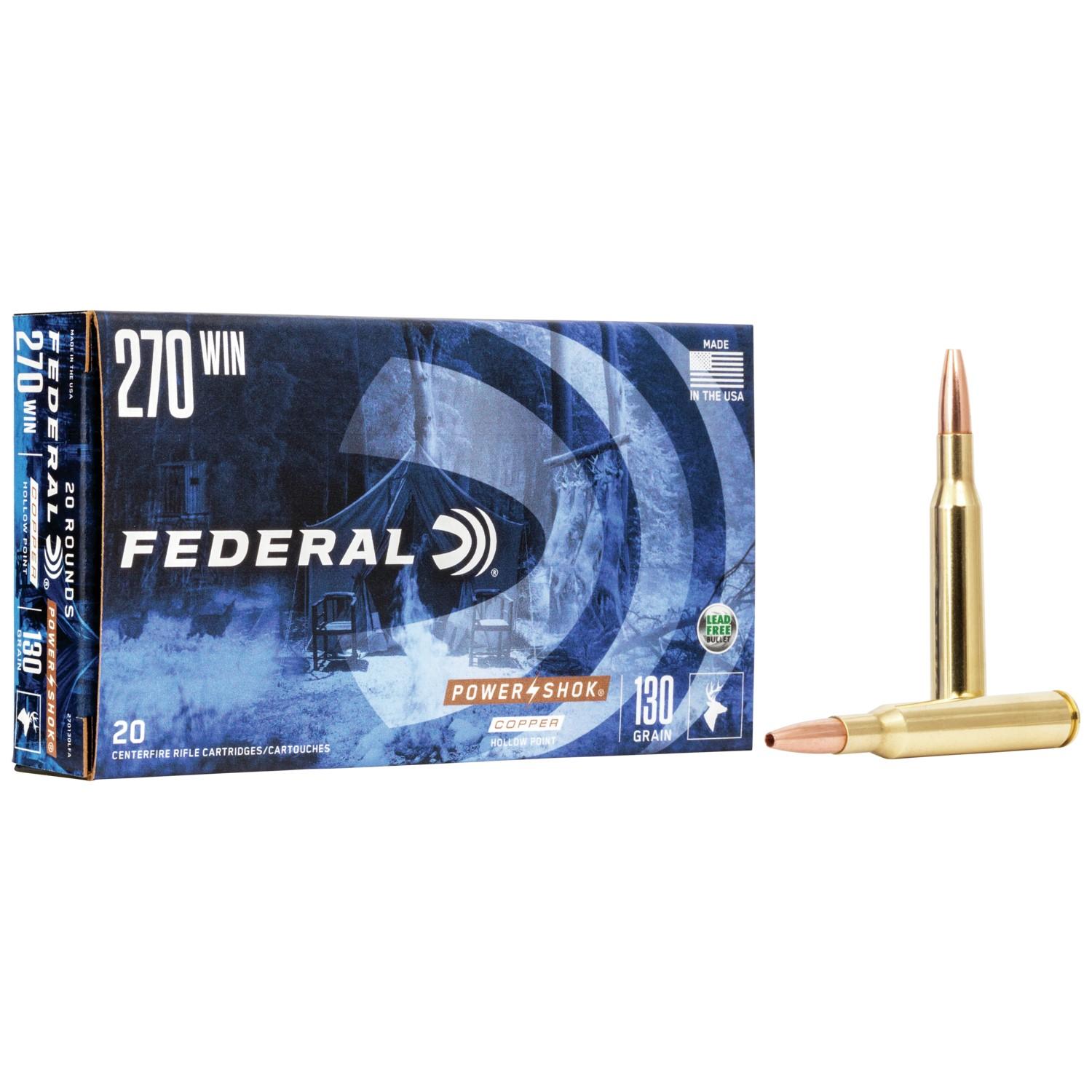 FEDERAL Copper Power-shok Rifle Ammunition .270 Win 130 Gr Chp 3060 Fps 20/ct