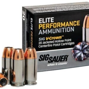 Sig Elite V-Crown Handgun Ammunition 9mm Luger 147 gr JHP 985 fps 20/ct
