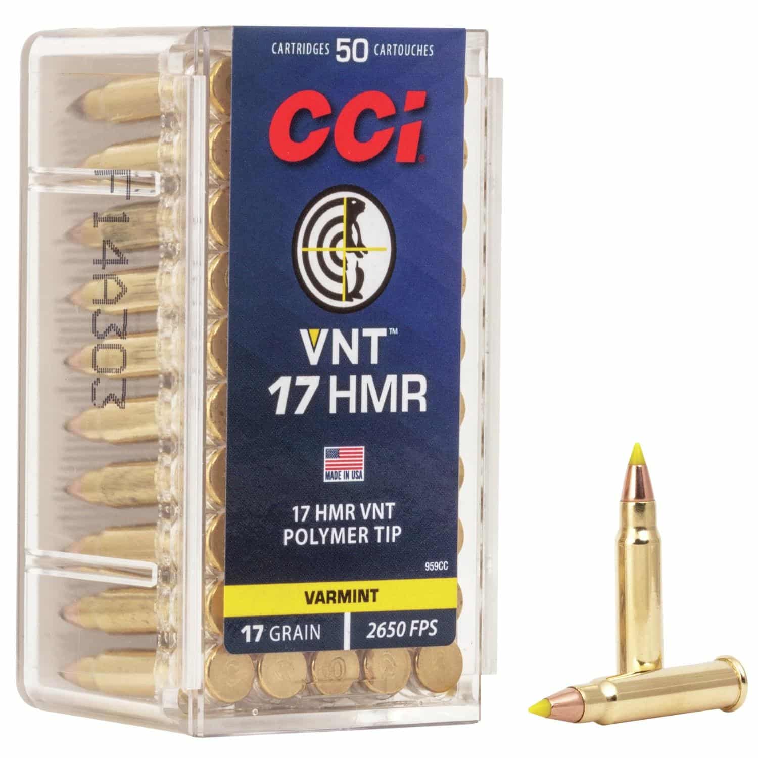 CCI Rimfire Ammunition .17 Hmr 17gr Vnt 2650 Fps 50/ct