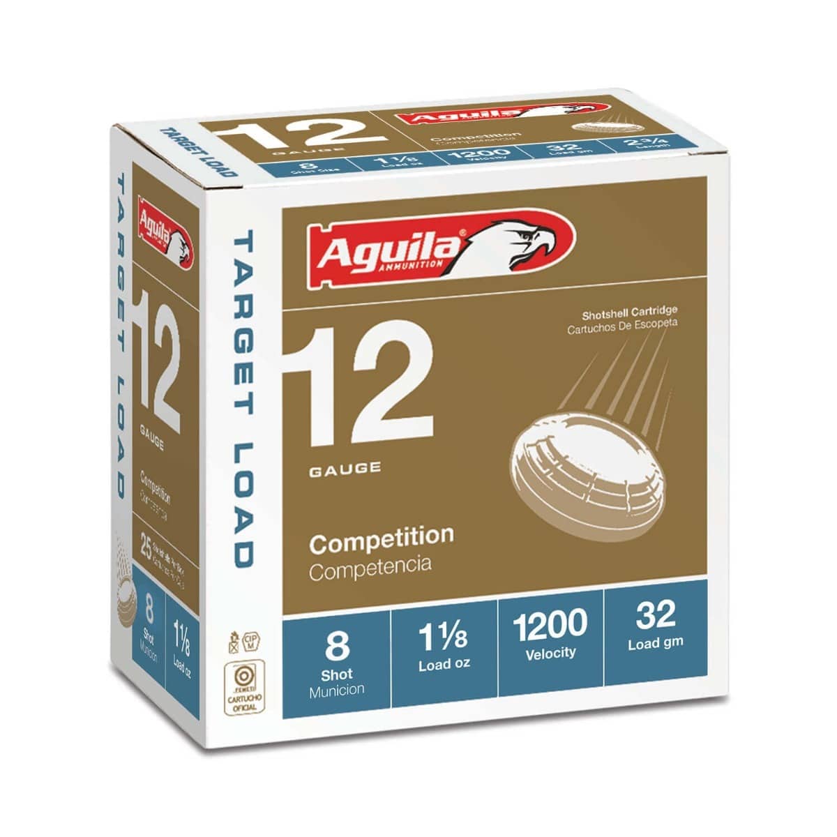 AGUILA Ammunition Target 12ga Birdshot 2.75 Inch Shotgun Shells - #8 Shot | 1-1/8oz | 1200 Fps | 25rd Box