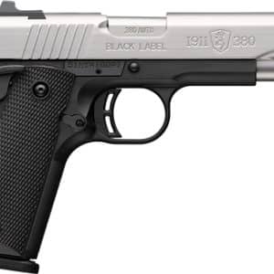 BROWNING 1911-380 STAINLESS - 380ACP 4.25"FS 8RD BLK/SS