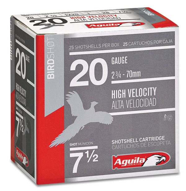 AGUILA FIELD LOAD SHOTSHELL AMO 20GA #7.5 2-3/4IN 1OZ 25RD 1220FPS (10 BOXES PER CASE)