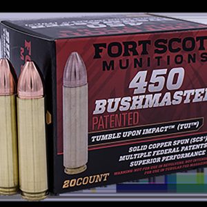 FORT SCOTT MUNITIONS LEAD FREE RIFLE AMO 450 BUSHMASTER 250GR TUI BRASS CASE 20-RD ( 10 BOX CASE )