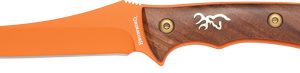 BROWNING KNIFE UNION BLUFF FXD - 4.25" ORANGE/WOOD W/LTHR SHTH