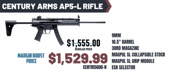 CENTURY AP5-L 9MM RIFLE 16.5" MAGPUL STOCK 1-32RD
