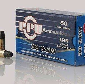 PPU PISTOL AMO 38 S&W 145GR LRN 50RD (20 BOXES PER CASE)