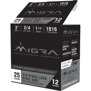 MIGRA STAXD STEEL AMO 12GA 3IN 1.25OZ 4-6 SHOT 10-25RD BOXES