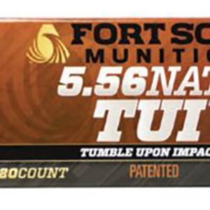 FORT SCOTT MUNITIONS LEAD FREE RIFLE AMO 5.56 NATO 70GR TUI BRASS CASE 20-RD ( 25 BOXES PER CASE )