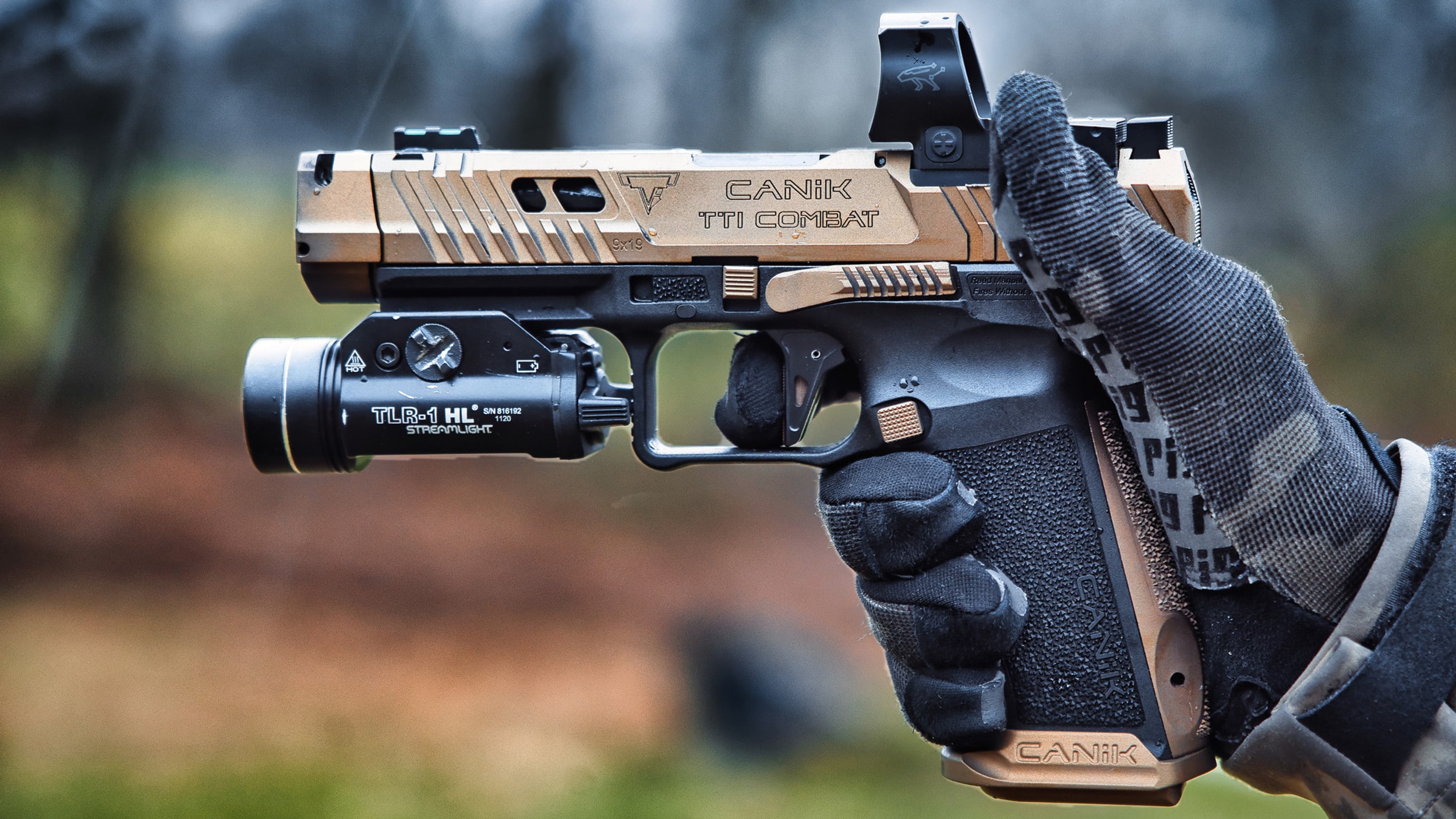 Canik TTI Combat 9mm pistol with optics-ready slide and tactical features, available now at Chesapeake Gunslingers