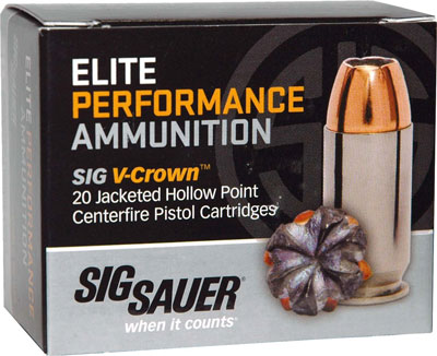 SIG AMMO 9MM 115GR ELITE - V-CROWN JHP 20RD 10BX/CS