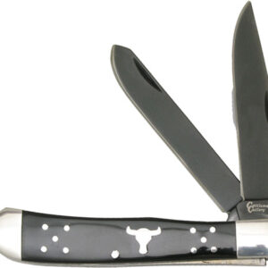 ABKT CATTLEMANS CUTLERY BLACK - ANGUS TRAPPER 2-BLADE FOLDER