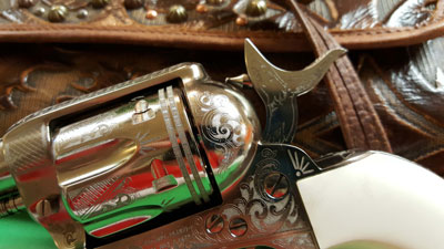 CIMARRON TEXAS RANGERS 45LC - PW FS 4.75" ENGRAVED NICKEL - Image 3