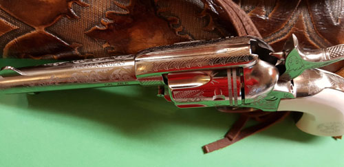 CIMARRON TEXAS RANGERS 45LC - PW FS 4.75" ENGRAVED NICKEL - Image 2