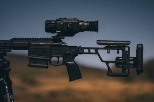 AGM Thermal optics- Rattler V2 thermal scope mounted on rifle for night hunting and long-range detection.